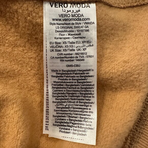Aware By Vera Moda Crewneck Sweatshirt Camel Brown Womens Size XS 100% Cotton - Picture 4 of 5